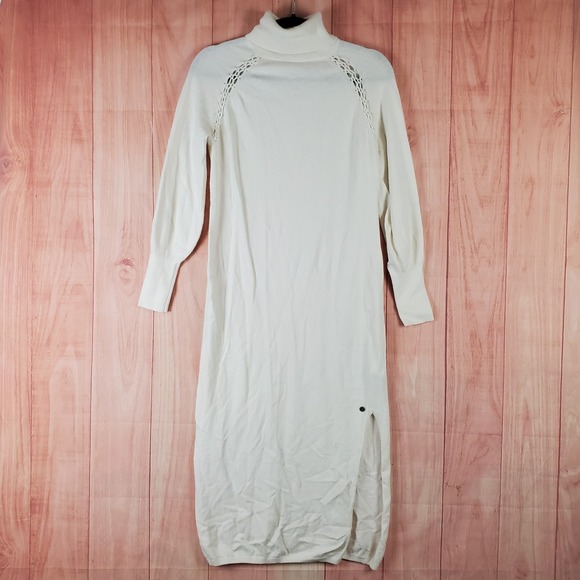 Ted Baker Sweaters - Ted Baker Sweater Dress Womens 1 White Viscose Knit Raglan Sleeve Turtleneck